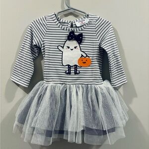 Counting Daisies Ghost Striped Tutu Dress Girls 2T white gray Halloween
